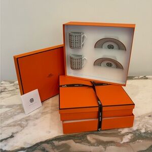🆕 Hermes mosaique-au-24-platinum-coffee-cup-and-saucer, in Box